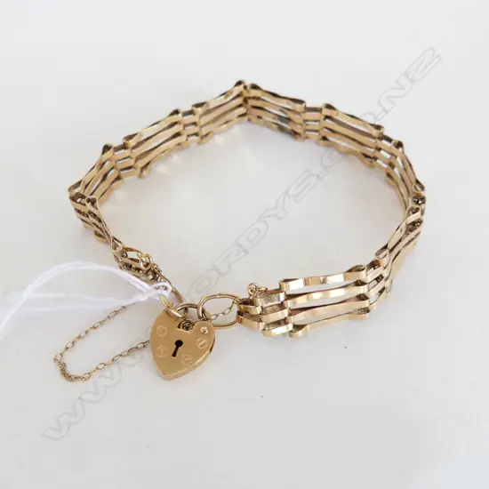 9ct YELLOW GOLD GATE LINK BRACELET 6.7gms