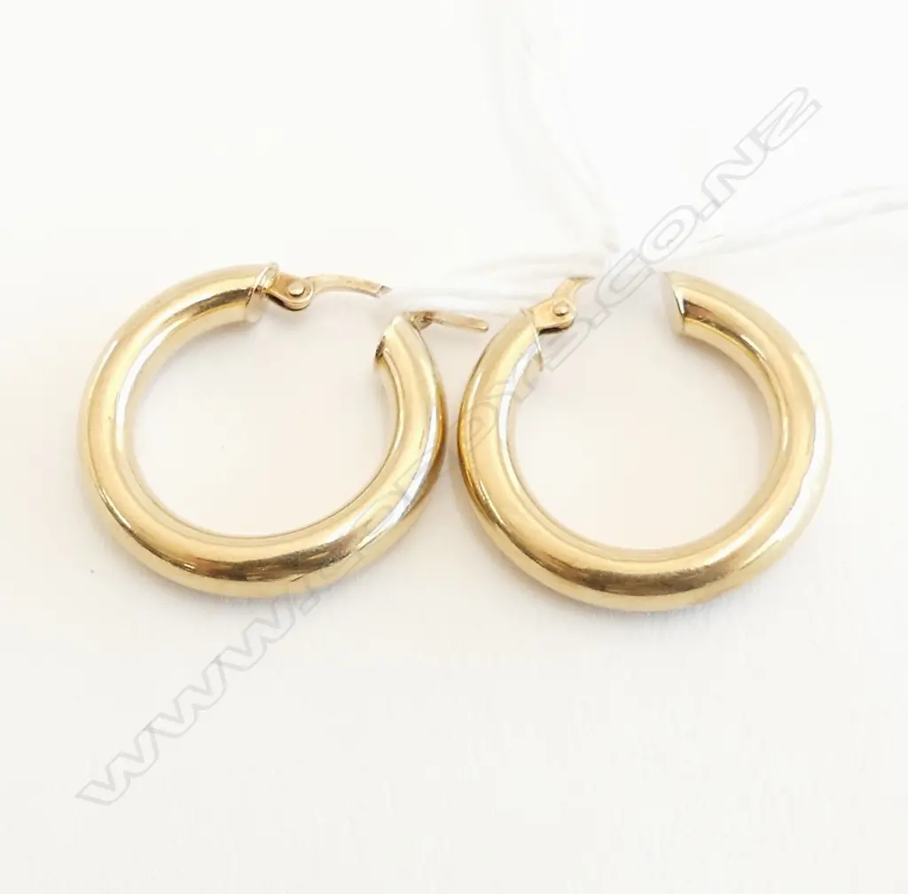 PR 9ct YELLOW GOLD HOOP EARRINGS 1.83gms Image 1++