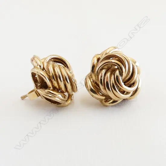 PR 14ct YELLOW GOLD knot & stud EARRINGS  4.0gms