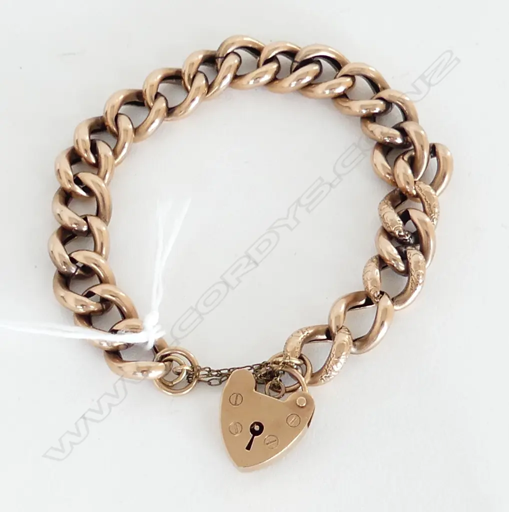 9CT ROSE GOLD  CURB LINK BRACELET 14.3GMS LINKS WORN Image 1++