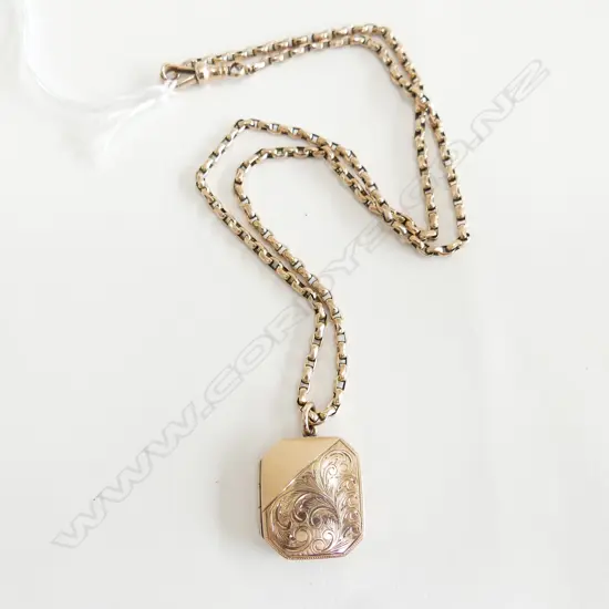 9CT GOLD CHAIN W. LOCKET 16.1grms