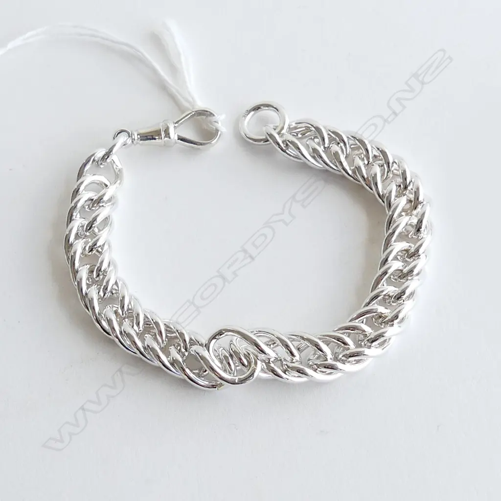 STG SILVER DOUBLE CURB BRACELET, 39gms (NEW) Image 1++