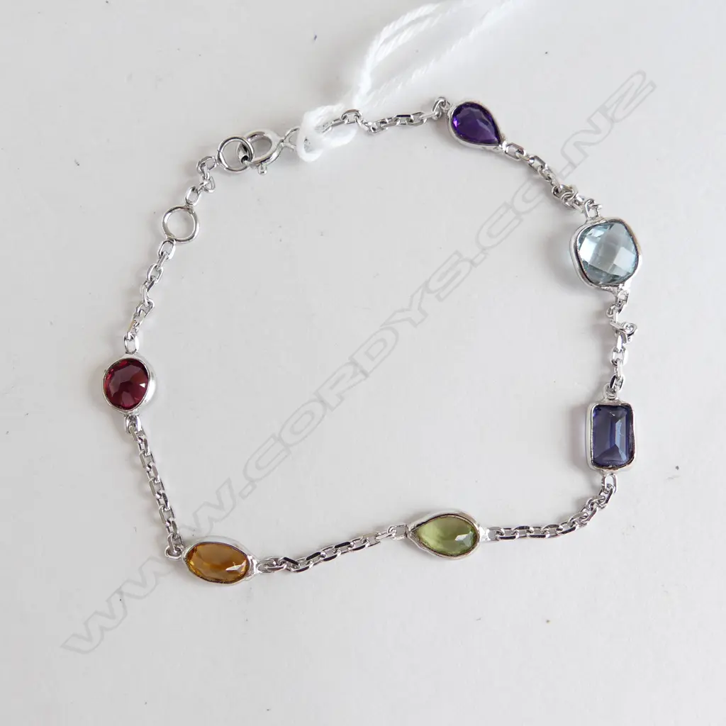 SILVER & SEMI PRECIOUS STONE BRACELET, L.170mm (NEW) Image 1++