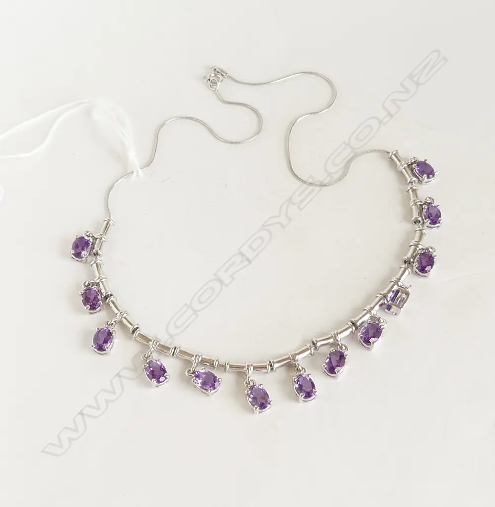 **RTV** SILVER & AMETHYST NECKLACE, L.400mm (NEW) Image 1++