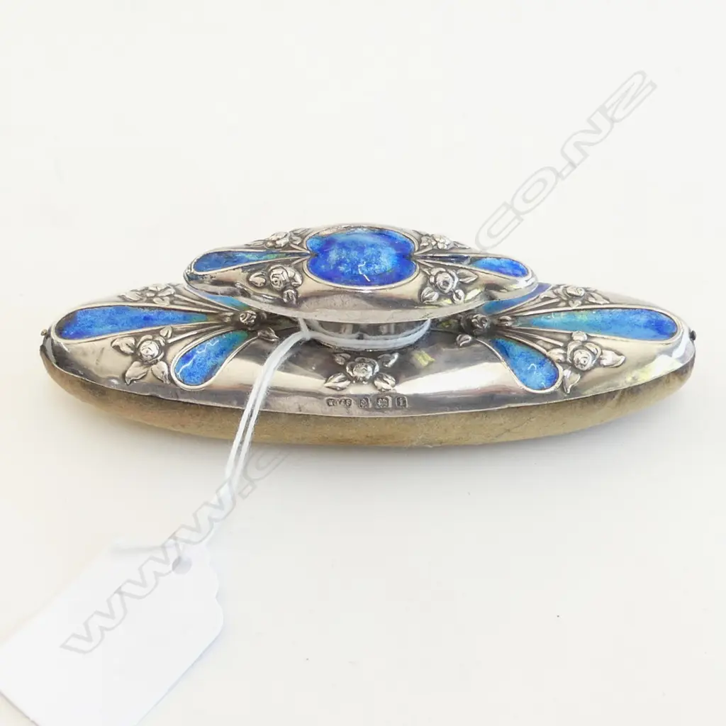 ARTS & CRAFT SILVER AND ENAMEL NAIL BUFFER, BIRM. 1908, MAKER W.Y.T.S Image 1++
