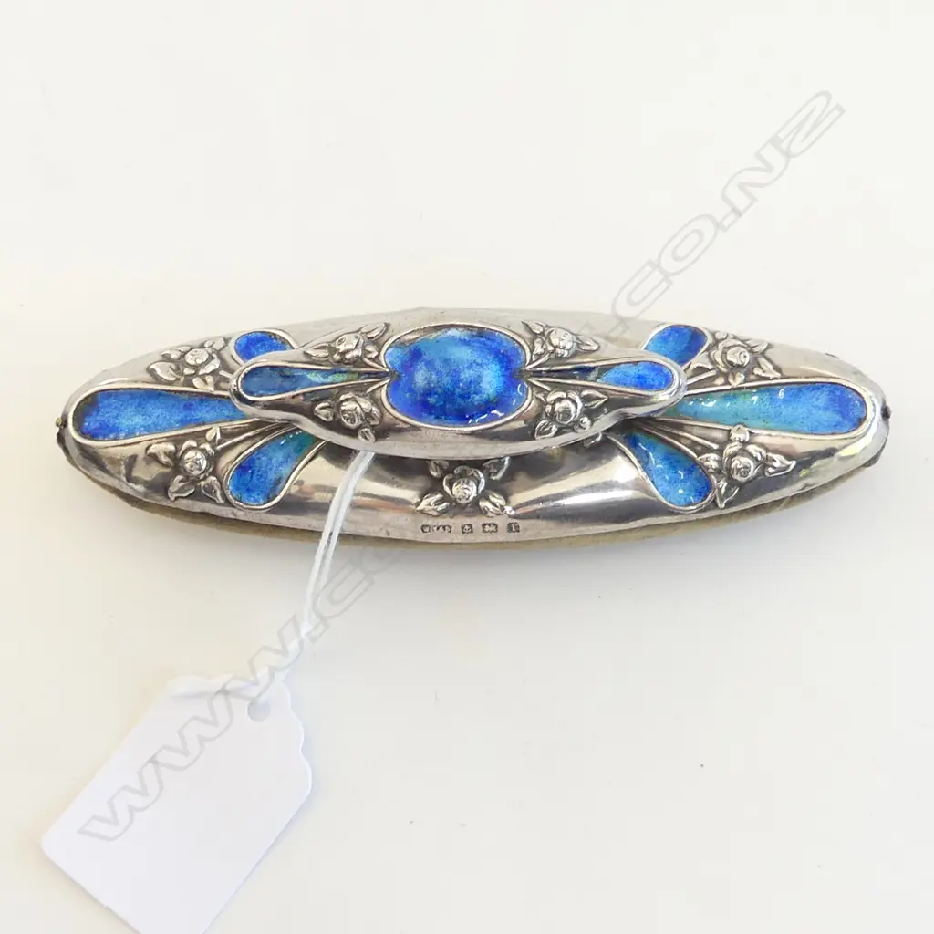 ARTS & CRAFT SILVER AND ENAMEL NAIL BUFFER, BIRM. 1908, MAKER W.Y.T.S Image 1++
