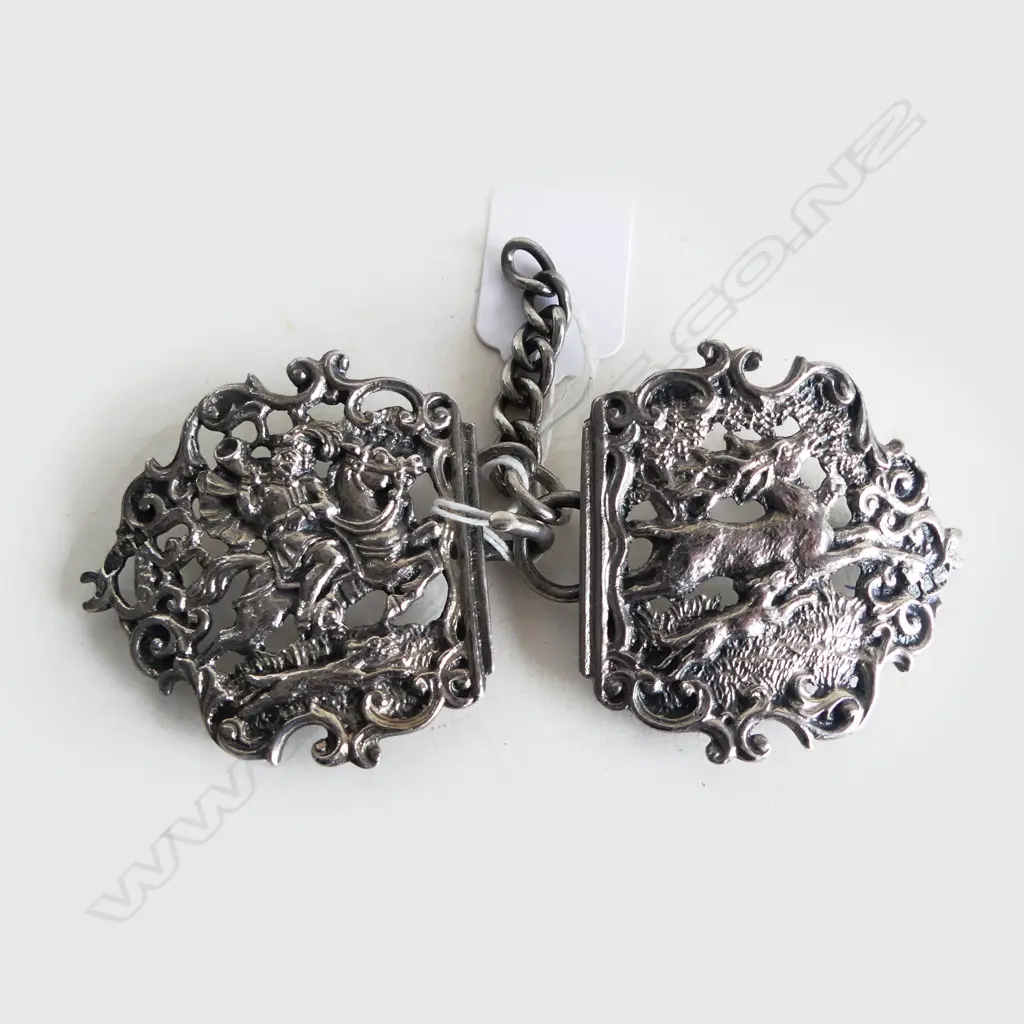  S/SILVER BELT BUCKLE HUNTING SCENE Image 1++