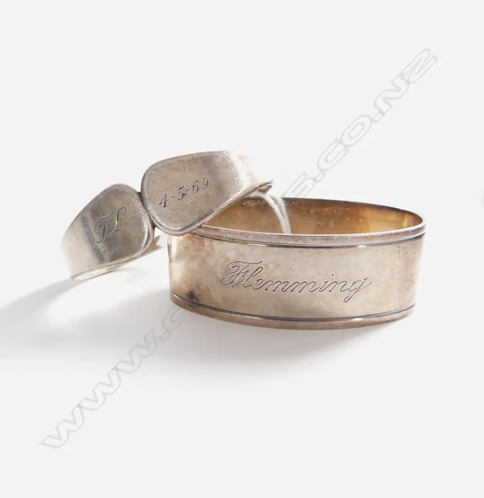 2 DANISH SILVER NAPKIN RINGS 37GMS Image 1++