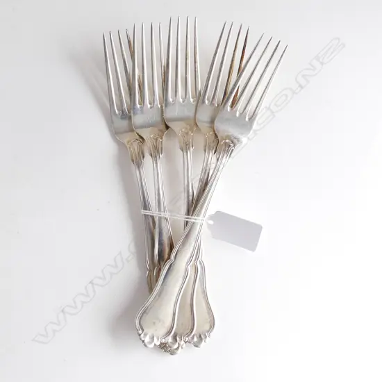 5 DANISH SILVER  DINNER FORKS  300GMS
