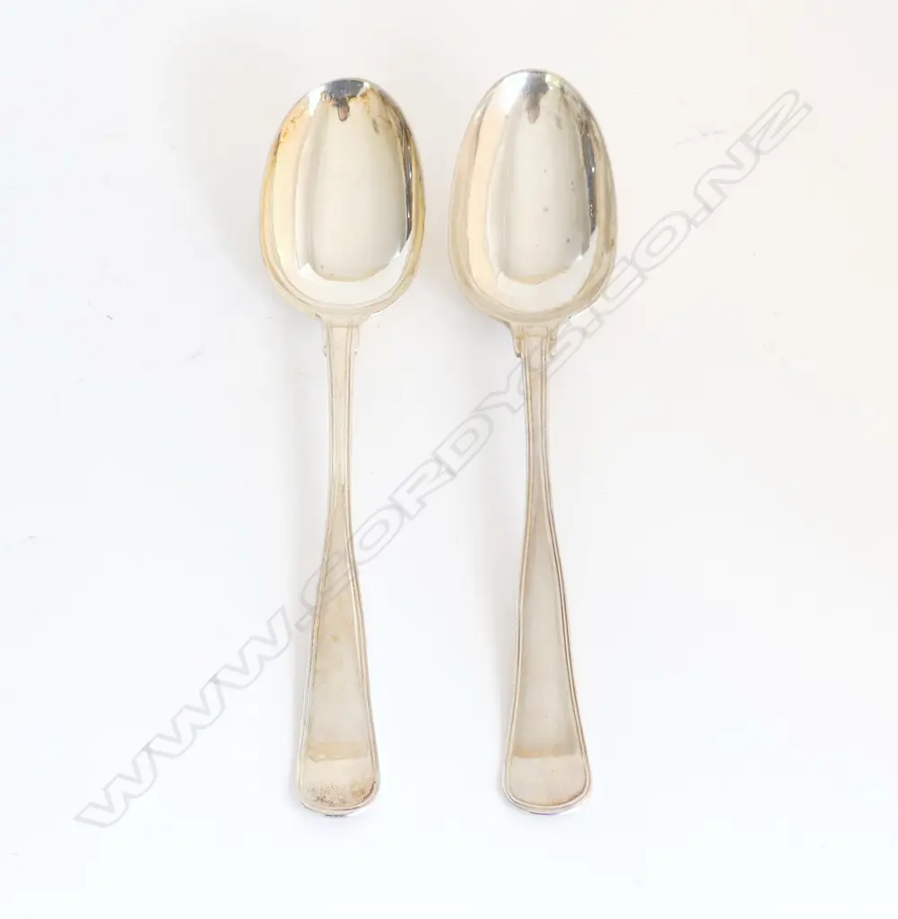 2 DANISH SILVER SERVING SPOONS 158GMS Image 1++