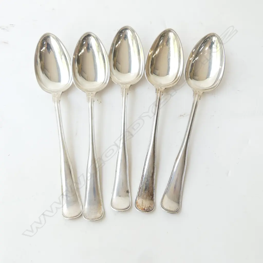5 DANISH SILVER DESSERT SPOONS  218GMS Image 1++