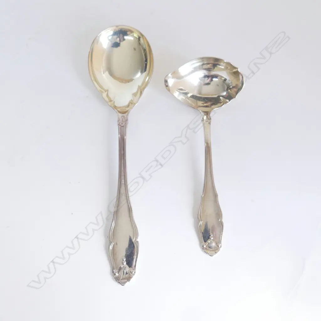 DANISH SILVER PUNCH SPOON & SERVING SPOON 162GMS Image 1++