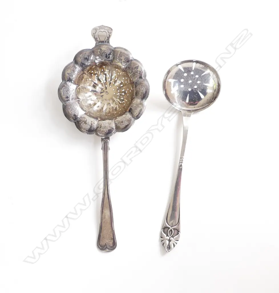 2 DANISH SILVER SIFTING SPOONS 55GMS Image 1++