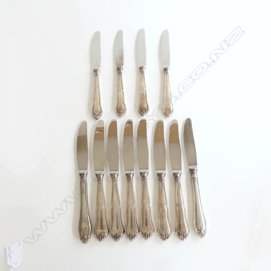 12 DANISH SILVER HANDLED KNIVES 9 & 3  Image 1++