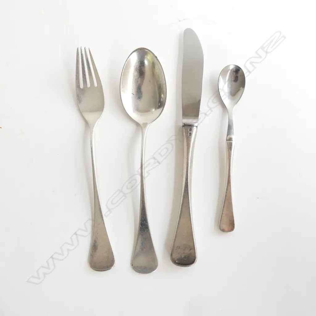 4 PCS DANISH SILVER CUTLERY KNIFE & SPOON WITH STEEL BLADE & BOWL Image 1++
