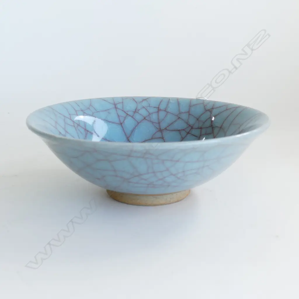 CHINESE BLUE CRACKLE GLAZE BOWL 155mm dia Image 1++