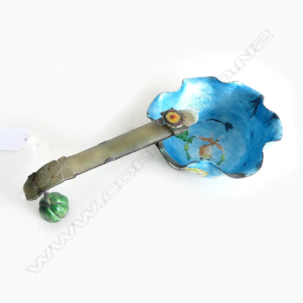 ANTIQUE CHINESE ENAMEL LOTUS CUP L190MM Image 1++