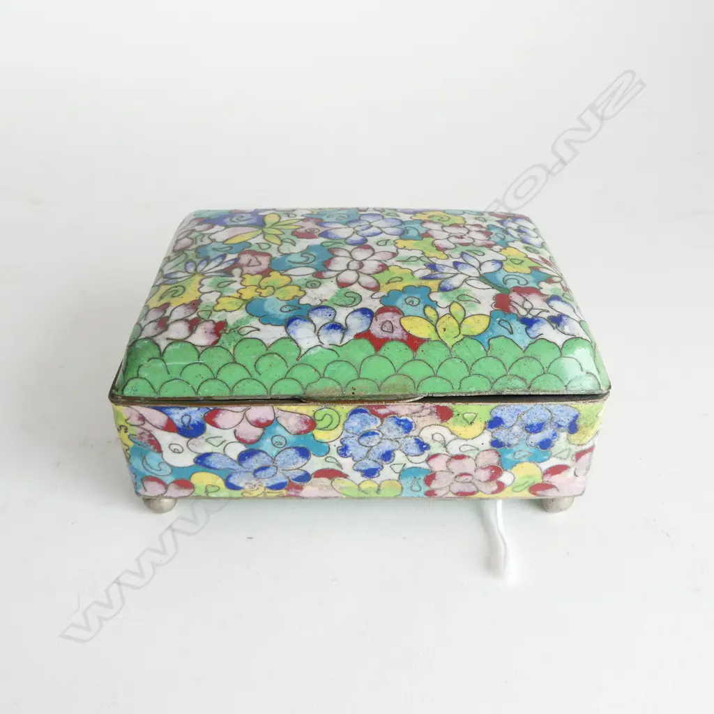 CHINESE CLOISONE LIDDED BOX L110MM Image 1++