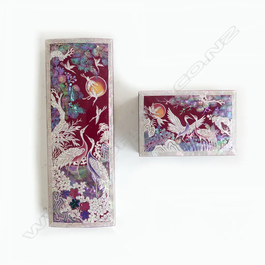 2 ABALONE & MOP INLAID BOXES W.220mm Image 1++