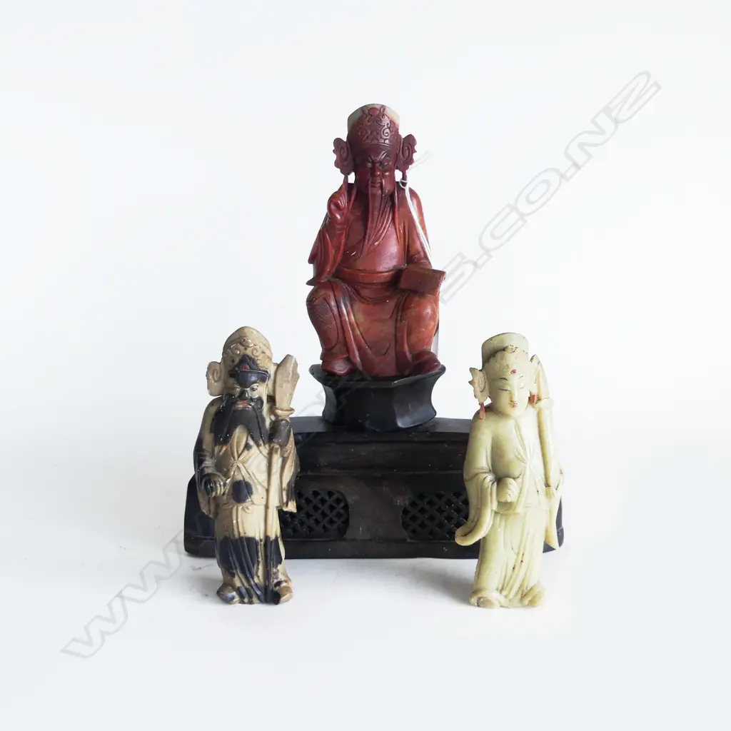 3 SOAPSTONE ORIENTAL FIGURES; AF, H.250mm Image 1++