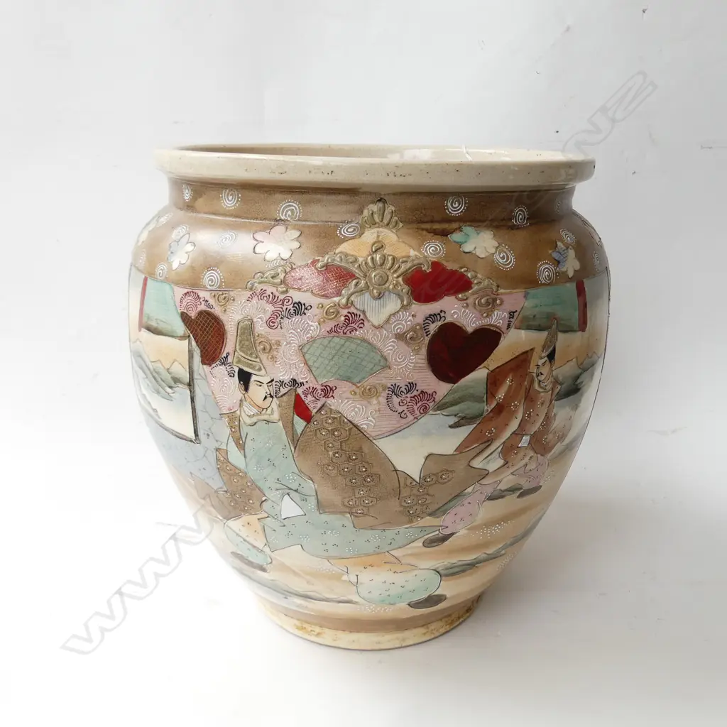 A LARGE JAPANESE  SATSUMA JARDINIERE faults to base height 370mm Image 1++