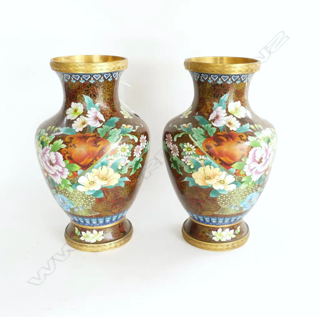 PR CHINESE CLOISONNE VASES H.390mm Image 1++