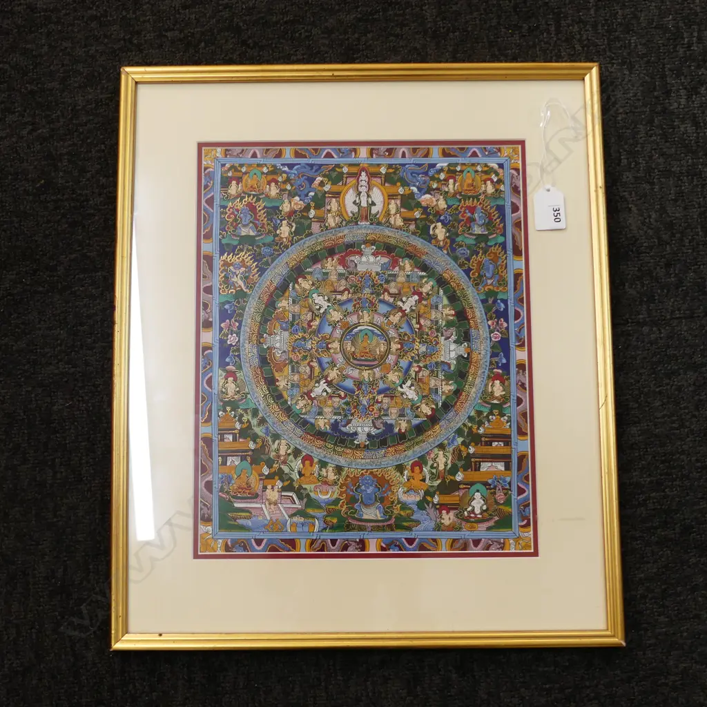 A TIBETAN BUDDHIST THANGKA framed 330 x 260mm Image 1++