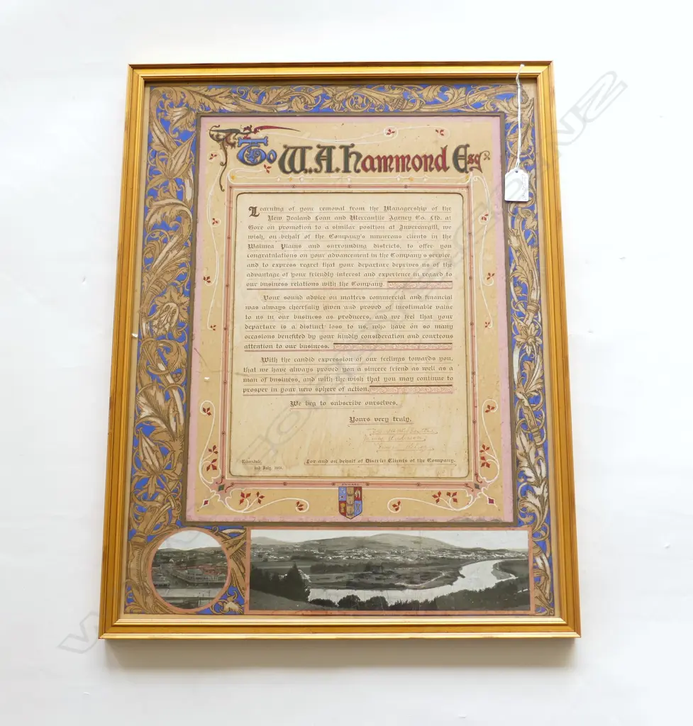 EARLY 20thC HAND ILLUSTRATED & SCRIPTED 'THANK YOU PRESENTATION' 560 x420mm Image 1++