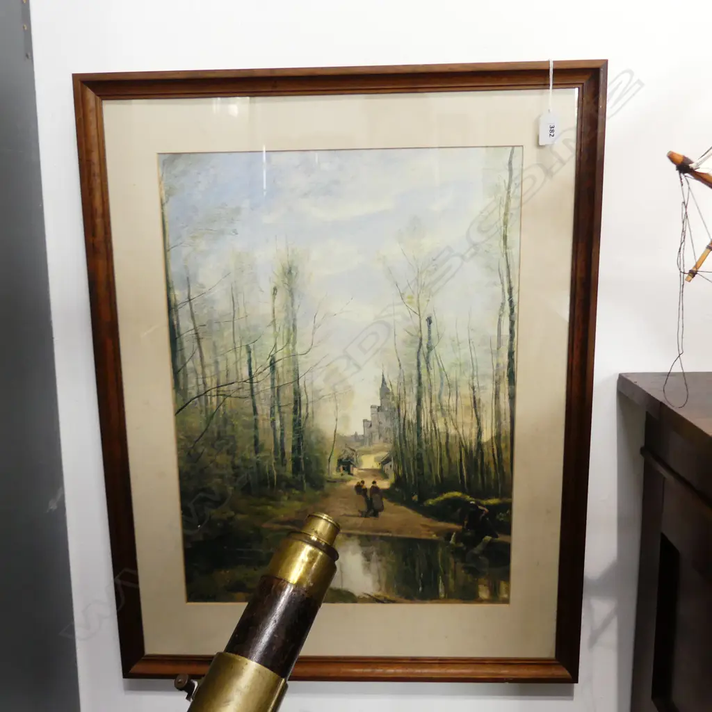FRAMED REPRODUCTION COROT'S 'THE CHURCH of MARISSEL', 560 x 400mm Image 1++