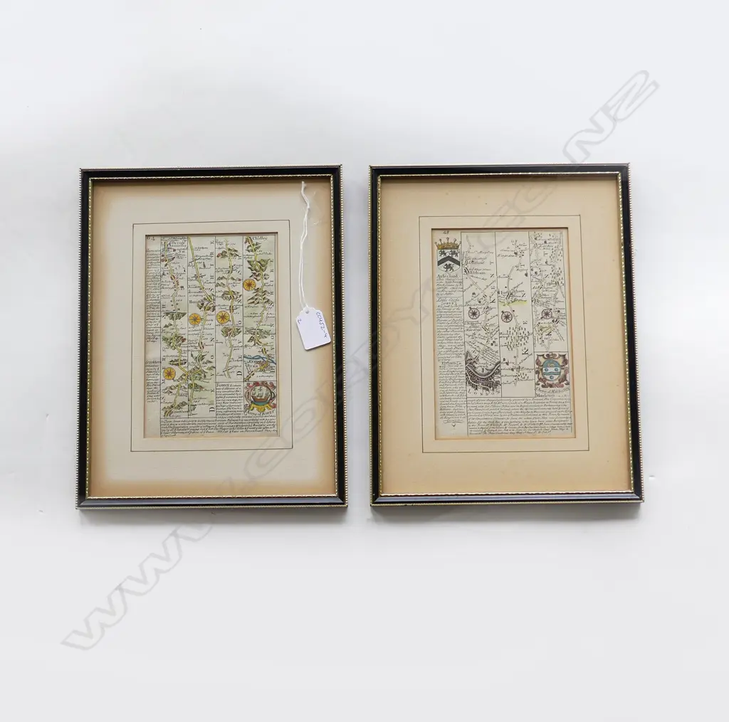 2 FRAMED ENGLISH TOWN PRINTS 180x115mm Image 1++