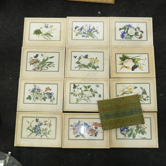 12 ANTIQUE CHINESE BOTANICAL Watercolours on RICE (pith) PAPER, 265x160mm each