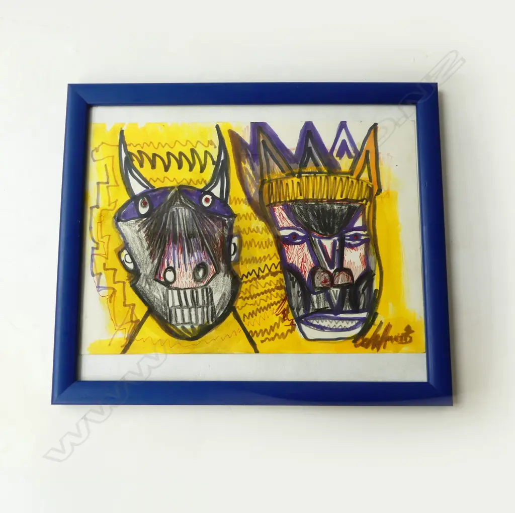 ILLUSTRATION 'BULL & KING', PEN, INK & FELT PEN, SIGNED, 240 x 300mm Image 1++
