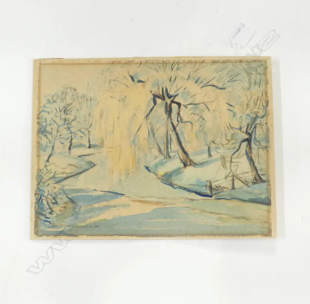 T A McCORMACK WATERCOLOUR RIVER SCENE SIGNED & DATED '34 235 X 320mm unframed Image 1++