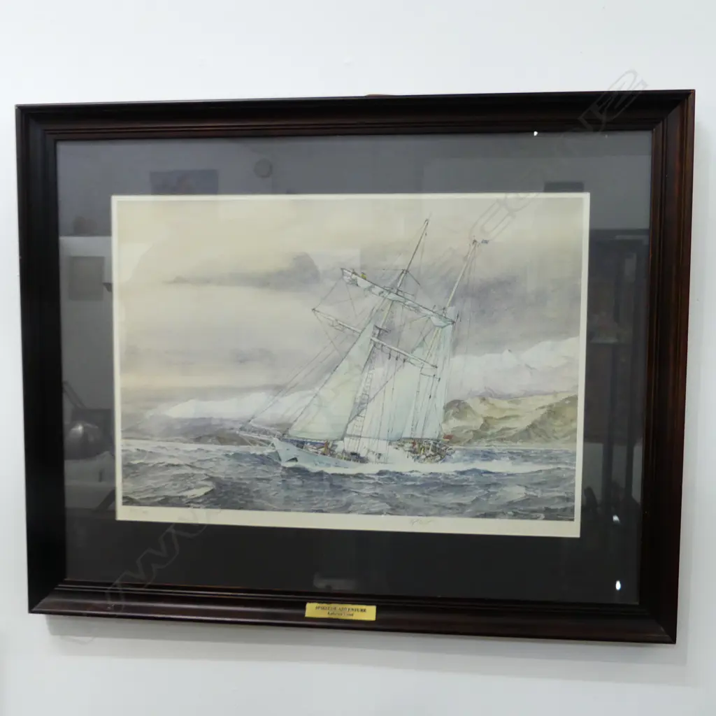 3 FRAMED NAUTICAL WORKS, 2 PRINTS; Largest L.710X945mm Image 1++