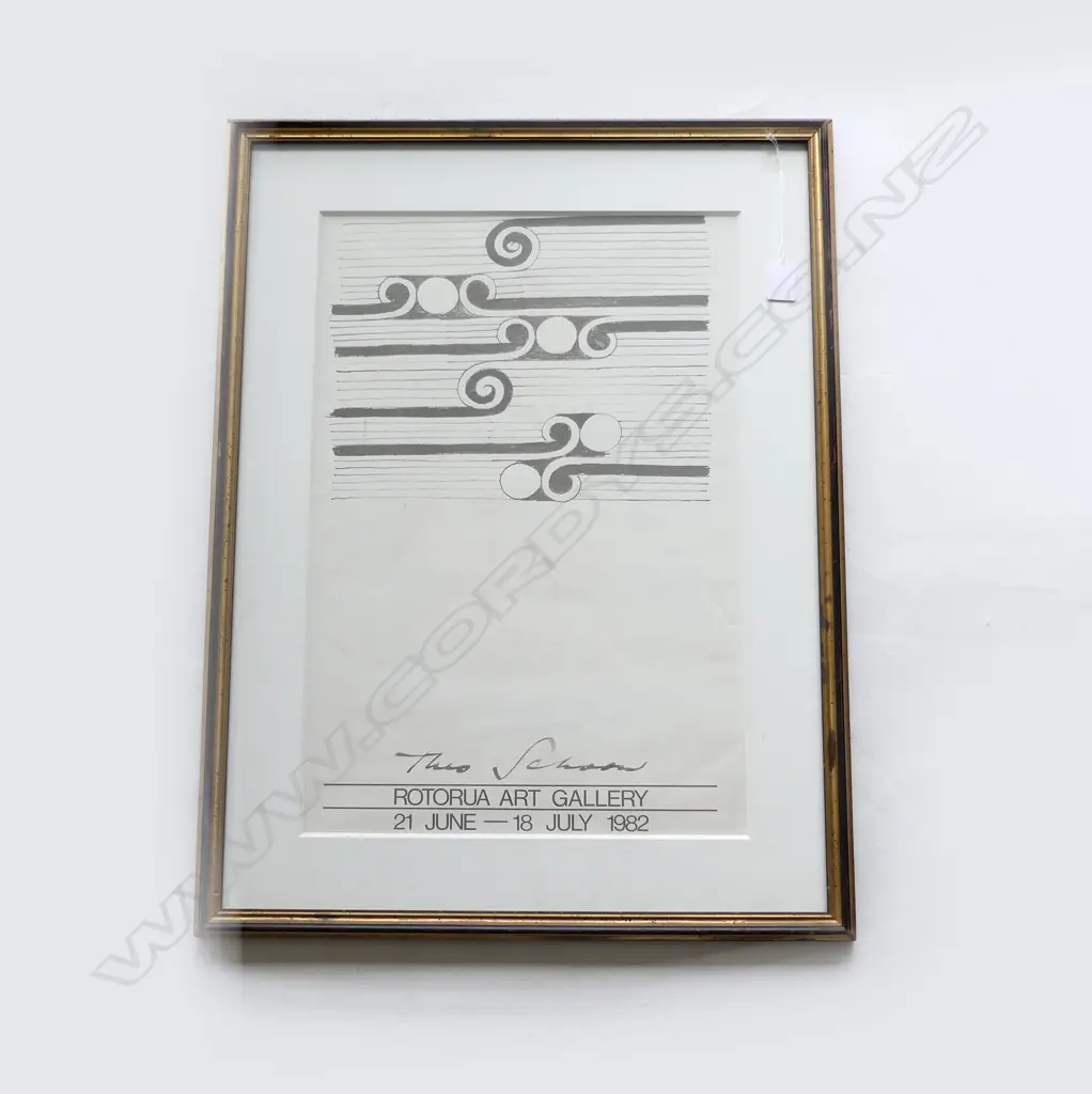 FRAMED POSTER 'THEO SCHOON ROTORUA  ART GALLERY 1982' 530 x 350mm Image 1++