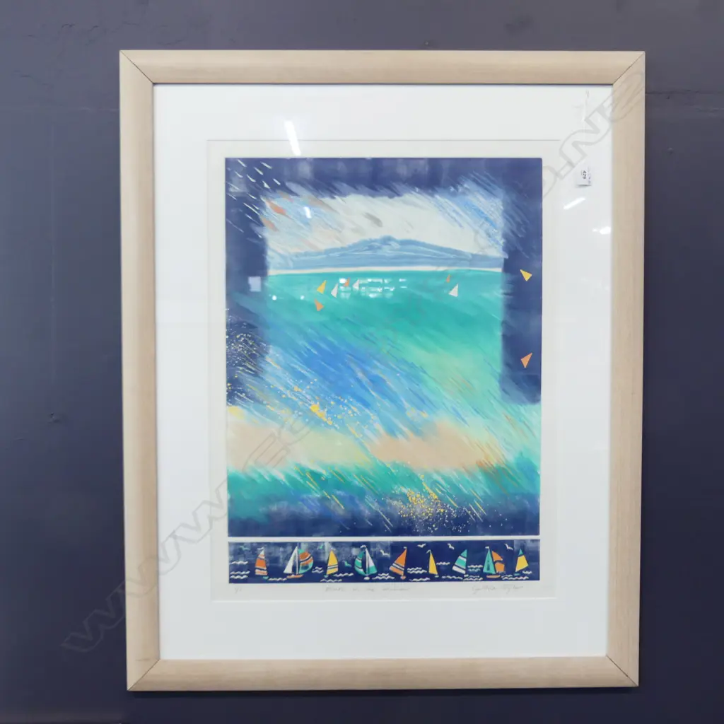 CYNTHIA TAYLOR 'BOATS ON THE HARBOUR' PRINT 1/1 730x550mm Image 1++