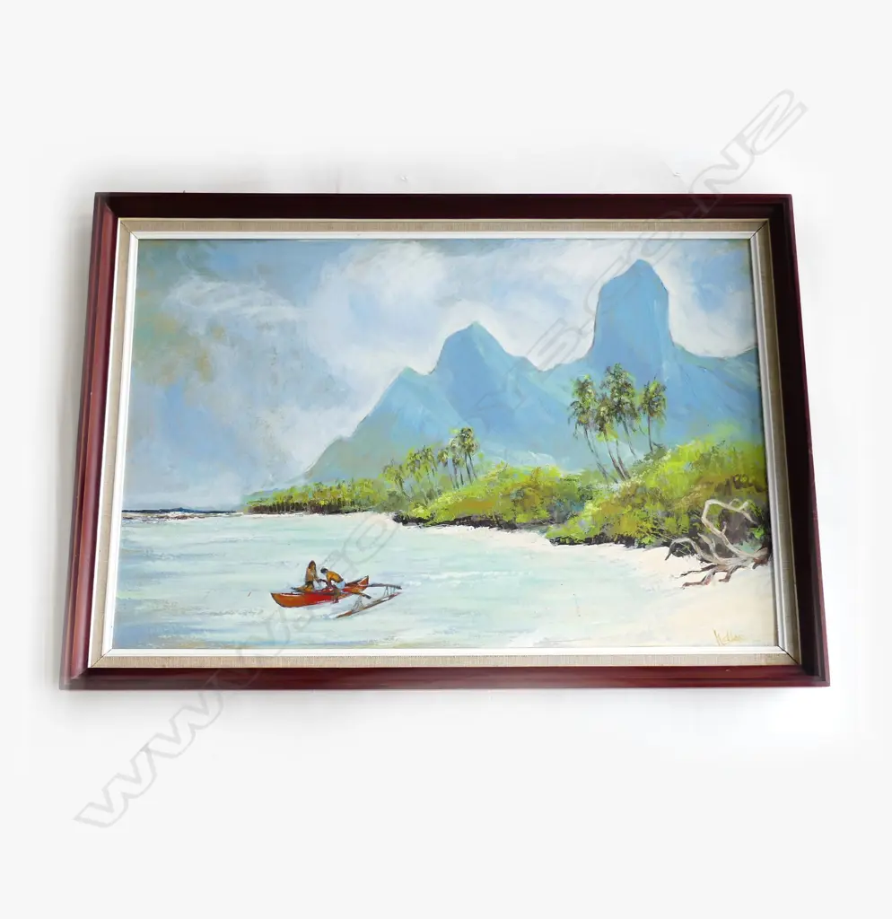 ISLAND SCENE HAWAII?, ACRYLIC ON BOARD, SIGNED, 600 x 880mmm Image 1++