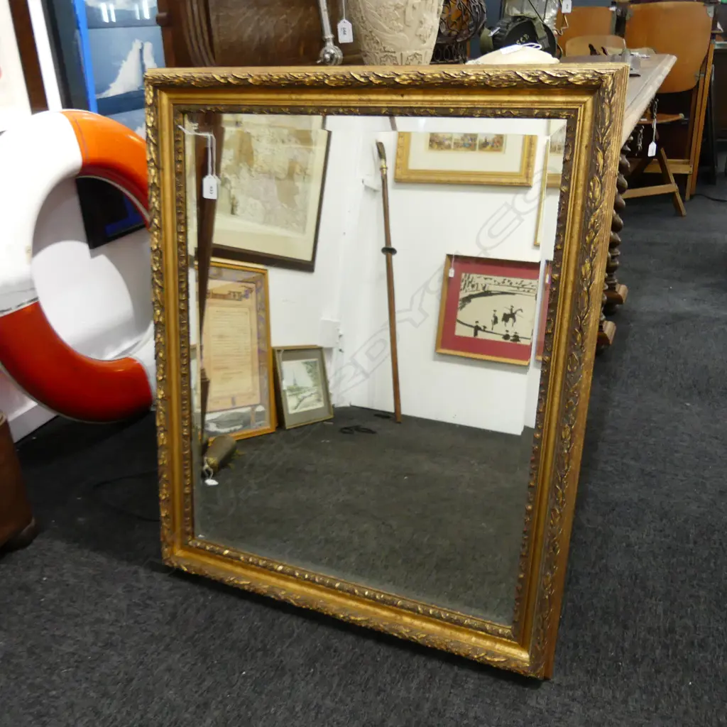 LG ORNATELY FRAMED BEVELLED MIRROR, GILDED LAUREL DESIGN, 600 x 740mm Image 1++