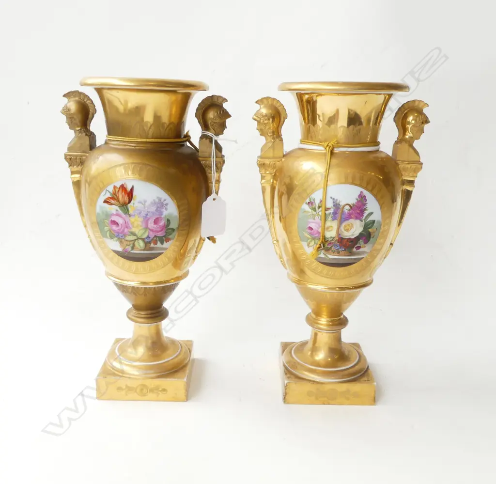 PR C 19thC CLASSICAL STYLE URNS; CHIPS TO ONE, H.270mm Image 1++