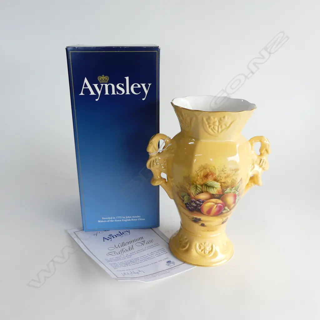 AYNSLEY 'MILLENNIUM DAFFODIL' VASE H.255mm + BOX Image 1++