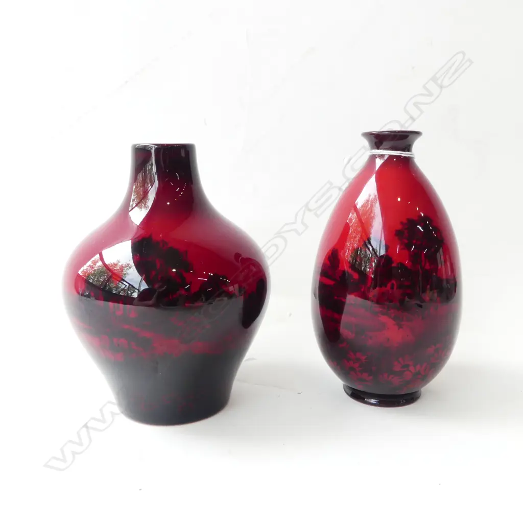 2 ROYAL DOULTON FLAMBE VASES H.160mm Image 1++
