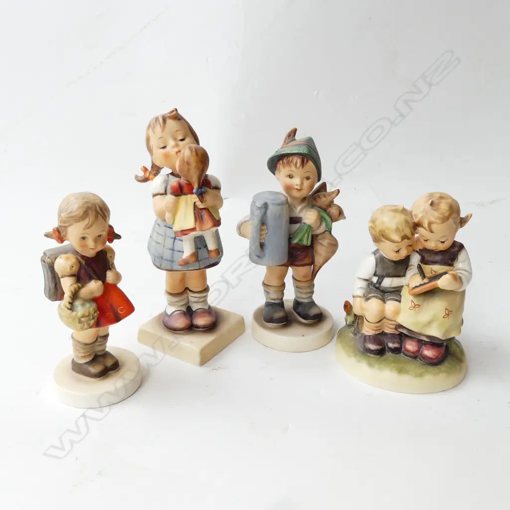 4 HUMMEL FIGURINES; THE SMART LITTLE SISTER, GIRL w. DOLL, etc H.150mm Image 1++