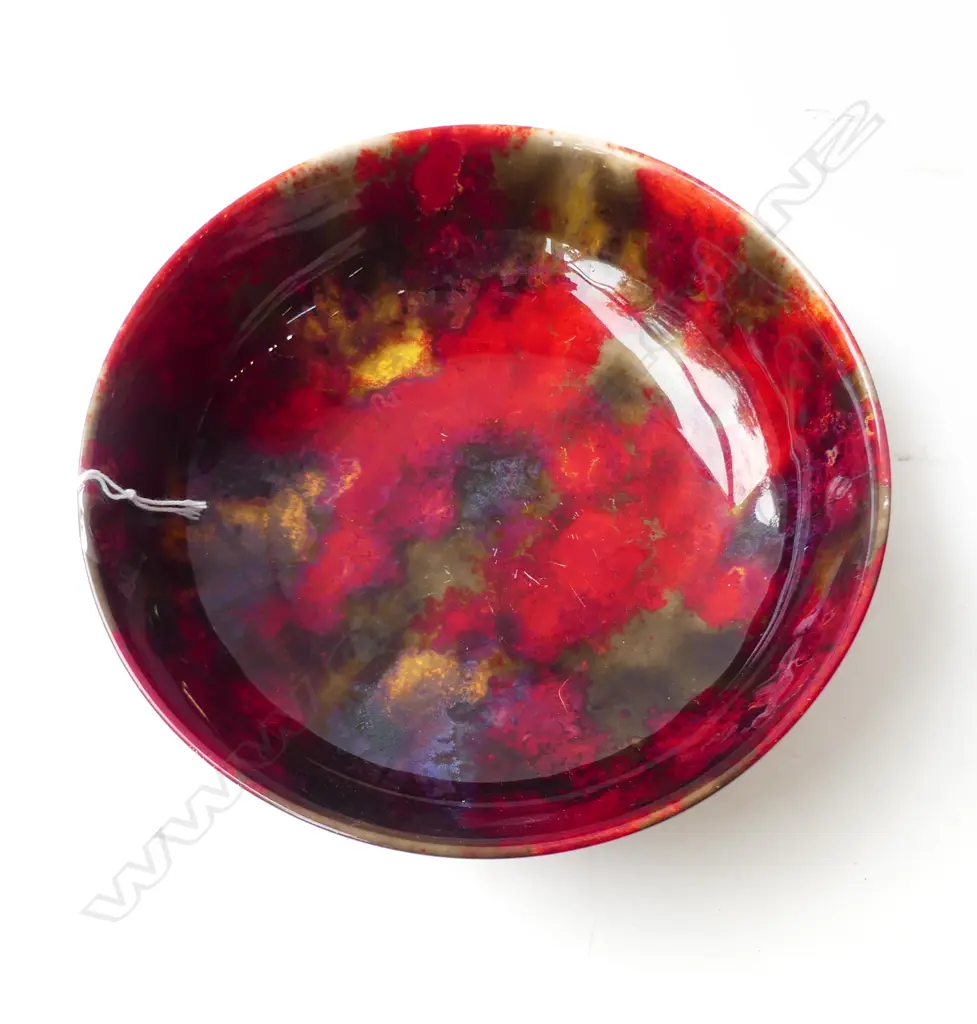 ROYAL DOULTON NOKE FLAMBE BOWL, SIGNED 180mm dia scatches Image 1++