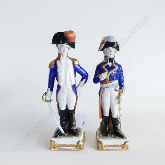 2 SCHEIBE ALSBACH PORCELAIN FIGURES; GENERAL LA FAYETTE & MARSHAL KELLERMAN H.250mm