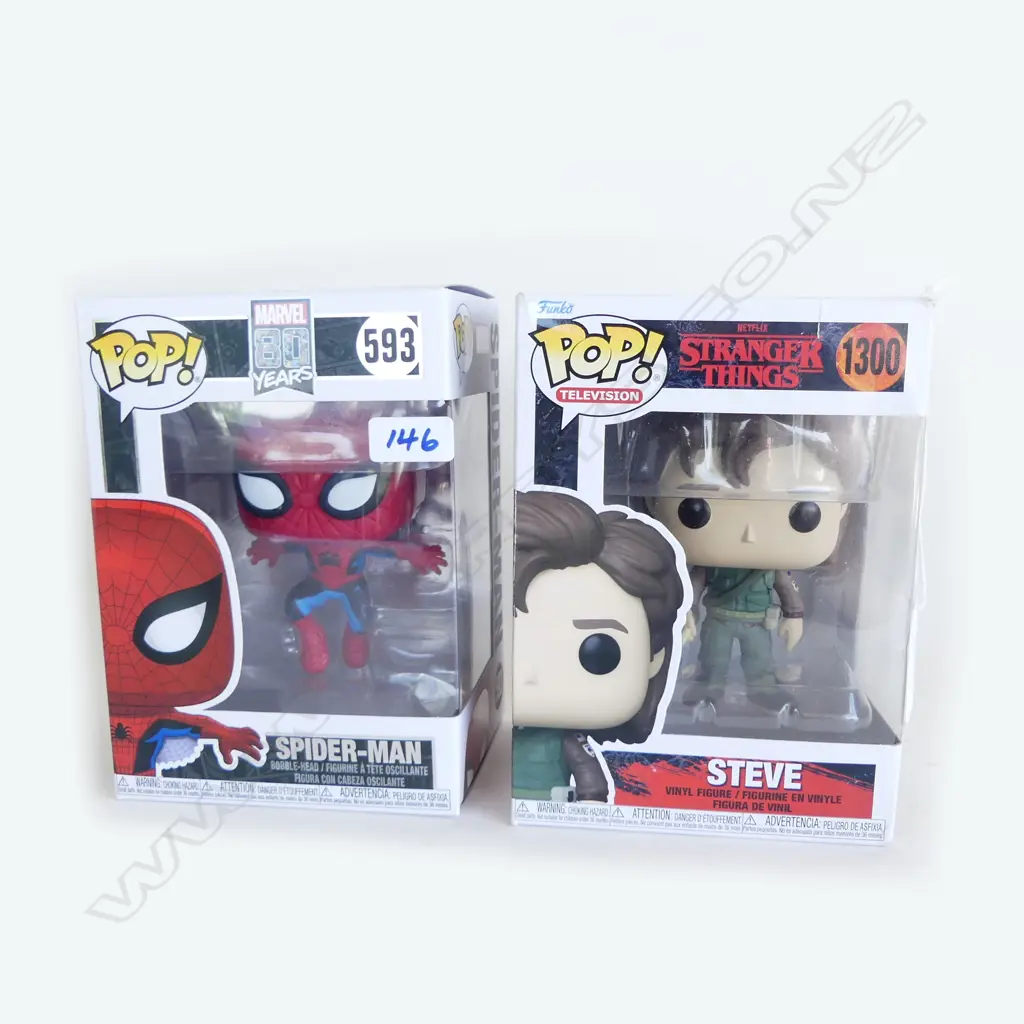 2 BOXED POP! TOYS; SPIDER-MAN & STEVE Image 1++
