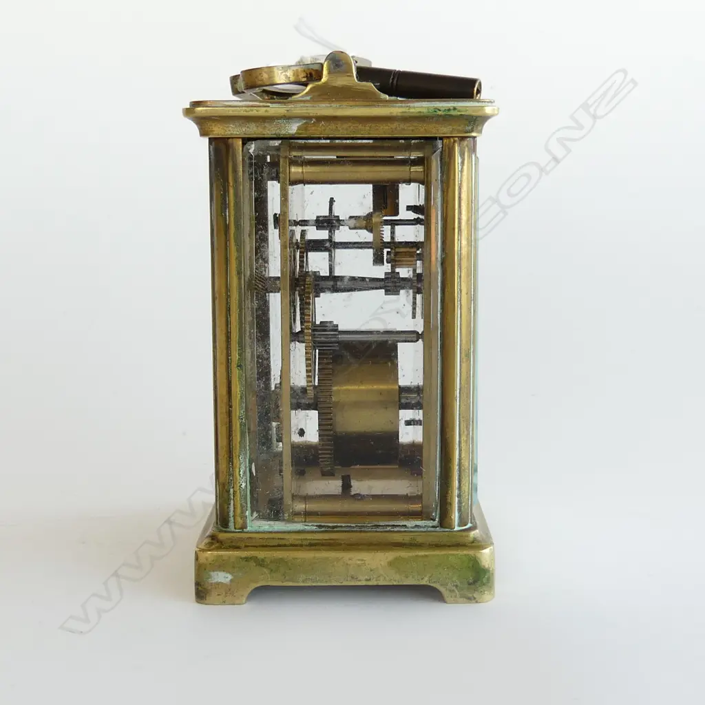 FRENCH CARRIAGE CLOCK w. KEY, PRESENTATION ENGRAVED '1932', H.100mm Image 1++