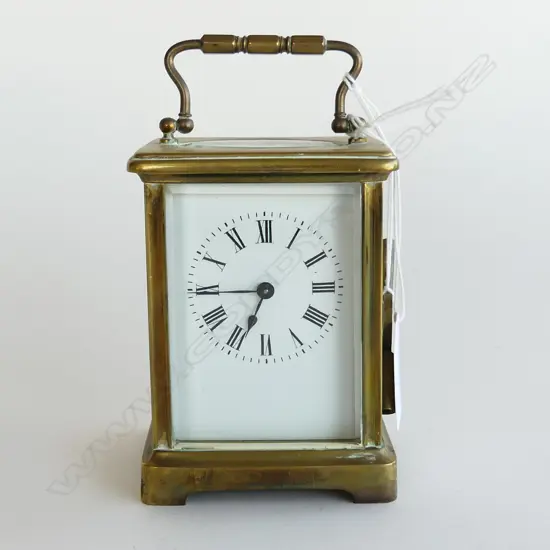 FRENCH CARRIAGE CLOCK w. KEY, G.H. STAMP to BASE. H.110mm
