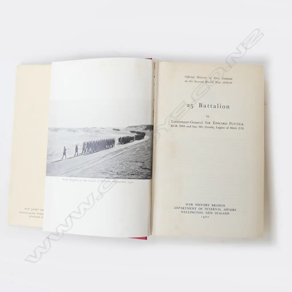OFFICIAL HISTORY OF NZ IN THE SECOND WORLD WAR, 25 BATTALION, BY SIR EDWARD PUTTICK, 1st Ed. 1960 Image 1++