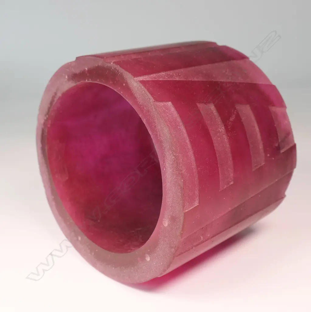 SHARON HALL, RASBERRY CAST GLASS CYLINDER, 200/400, 170 x160 x 120mm Image 1++