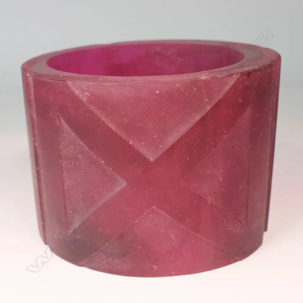 SHARON HALL, RASBERRY CAST GLASS CYLINDER, 200/400, 170 x160 x 120mm Image 1++